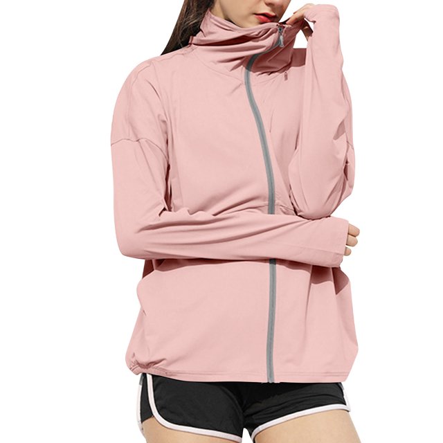 Plebaso Sun Protection Jacket for Women Loose UPF 50+ Sun Shirts Womens Athletic Hiking Running Jackets