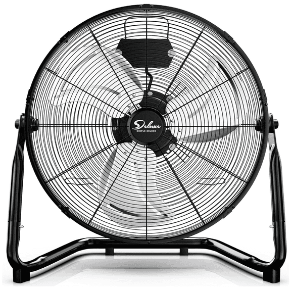 Simple Deluxe Comfort Zone Cradle Floor Fan, 12 Inch 3-Speed High Velocity, Black