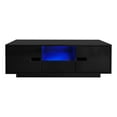 thumbnail image 5 of Tcbosik Modern Coffee Table with LED Lights, 47.2" Center Table with Drawer, Shelf and 2 Doors for Living Room, Easy Assembly, Black, 5 of 10