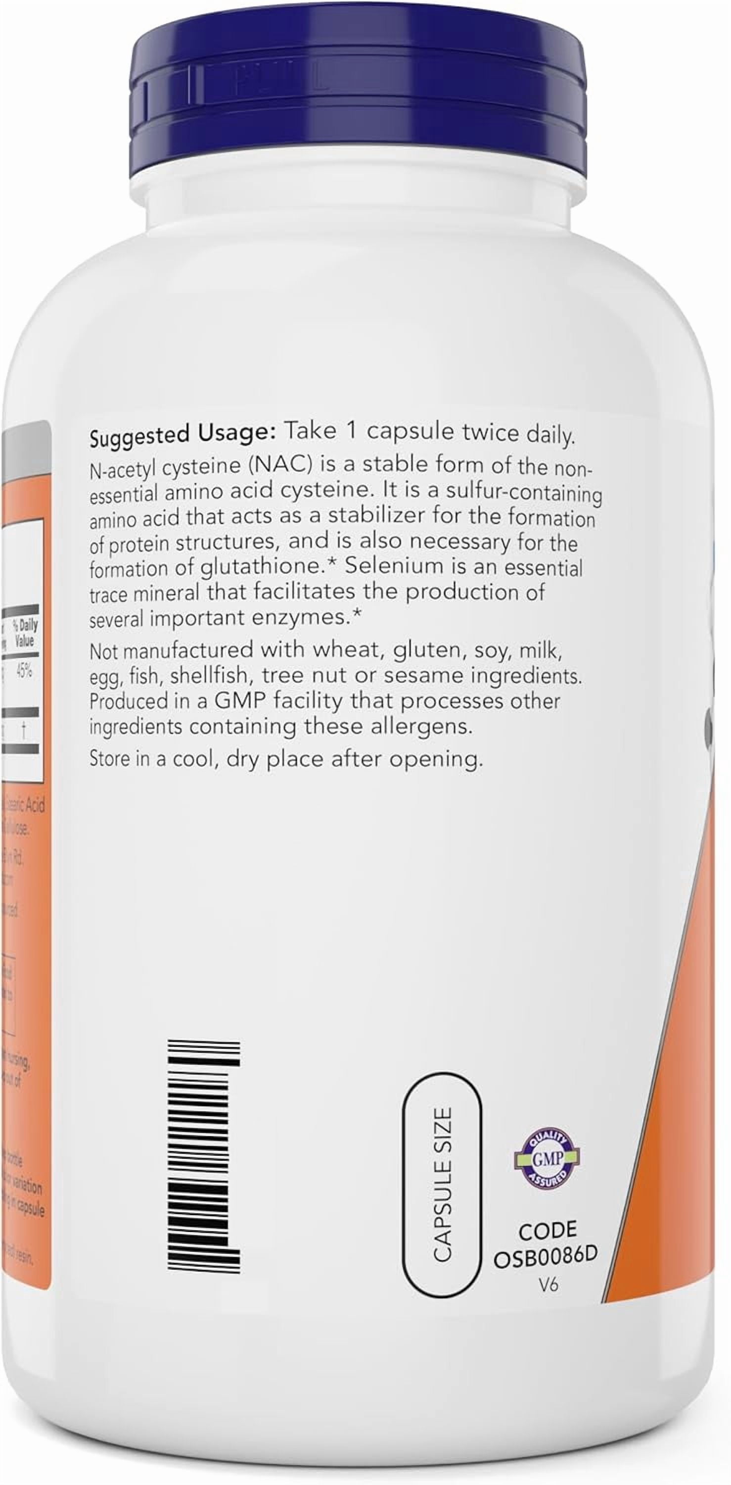 Now NAC 600 mg, 400 Capsules, N-Acetyl Cysteine with Selenium