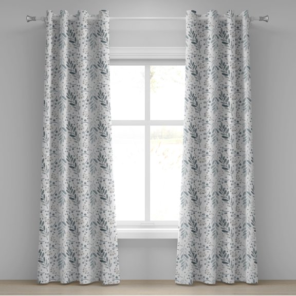 Ambesonne Nature Grommet Curtain, Minimalist Floral Sketch Art, 50"x72", White Pale Cadet Blue