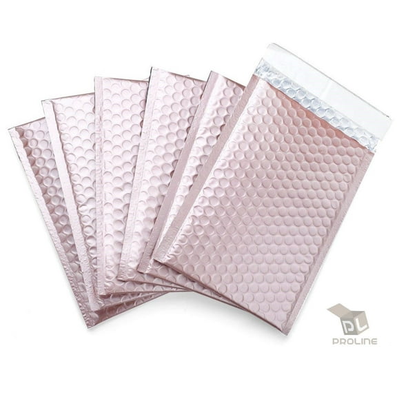 ProLine® Matte Metallic Rose Gold Poly Bubble Mailers Envelopes 8.5" x 12" (100 Mailers)