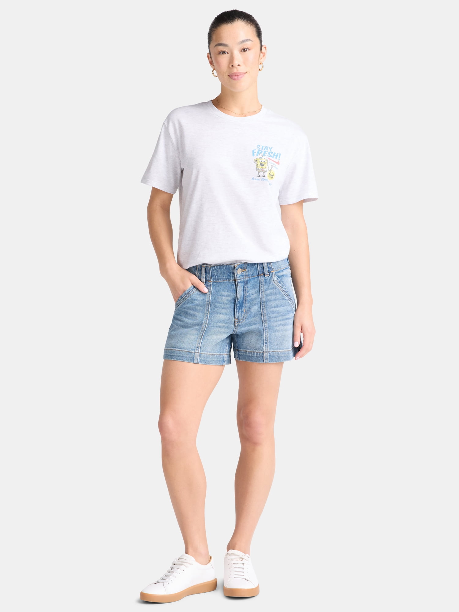 SpongeBob SquarePants Women's Krabby Patty Graphic Tee with Short Sleeves, Sizes XXS–XXL