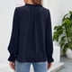 thumbnail image 2 of Blusa de manga larga con escote en V, puños con volantes, detalle de lazo y cuello con volante, talla XL Royalblue Top informal para mujer, 2 of 5