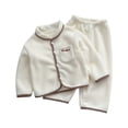 thumbnail image 3 of Asxite Toddler Fall Outfits Solid Fleece Lapel Top Straight Leg Pants Casual Loose Breathable 2 Piece Set 10T, 3 of 7