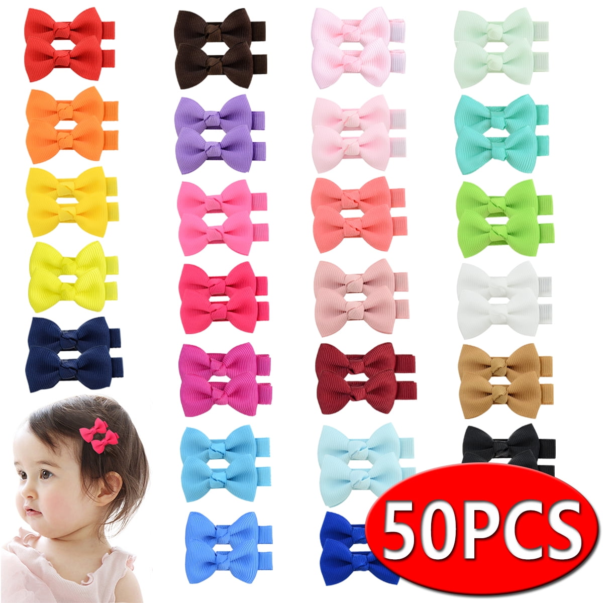 Baby Girls Hair Bows Clips Fully Lined for Babies Fine Hair Infants Toddlers Kids 
