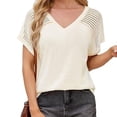 thumbnail image 2 of Seductiva Women's T-Shirts Short Sleeve Women's Summer Casual Tops Short Sleeve V Neck Shirts Trendy 2025 Cute Ladies Blouses Business Outfits Casual Trendy Solid Loose Fit Tshirt Womens Tops, 2 of 6