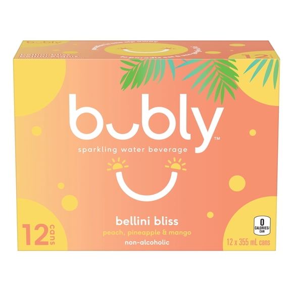 Eau Pétillante Bubly Bellini exquis 12 x 355 ml Cannettes
