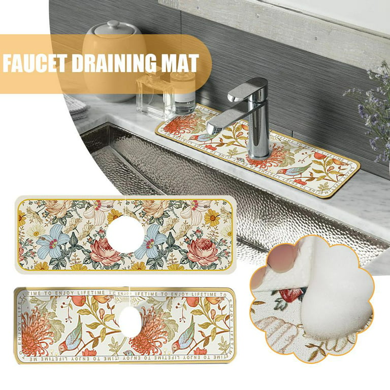  Fantasy Style Faucet Draining Mat, 2023 Best Self Absorbent  Draining Mat for Kitchen Counter, Vintage Super Absorbent Dish Drying Mat,  Diatom Mud Faucet Non-slip Drain Pad Sink Mat (Style-B&Style-C): Home 