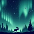 thumbnail image 6 of Acheng Northern Lights, Aurora Borealis, Moose Round Tablecloth Waterproof 100% Polyester Fiber 54-58, 6 of 8