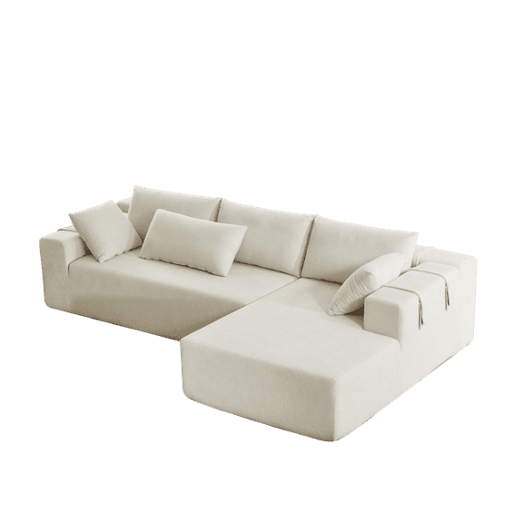 Modern Chenille Upholstered Sectional Sofa Couch Set,Modular 108" L Shaped Sectional Living Room Sofa Set With 6 Pillows,Free Combination Sofa Couch for Living Room,Bedroom(Right Chaise)55518