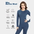 thumbnail image 3 of Woolcano Women’s 100% Merino Wool Base Layer Set Lightweight Thermal Underwear for Ski Winter Outdoor, 3 of 6