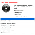 thumbnail image 2 of Front Brake Rotor and Hub Assembly - Compatible with 1973 - 1976 Plymouth Duster 1974 1975, 2 of 2