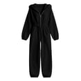 thumbnail image 5 of QQZ Wide Leg Hooded Jumpsuit For Women, Zip Front Elastic Waist Corduroy Casual Jumpsuit For Loungewear Vacation Daily Wear, 5 of 7