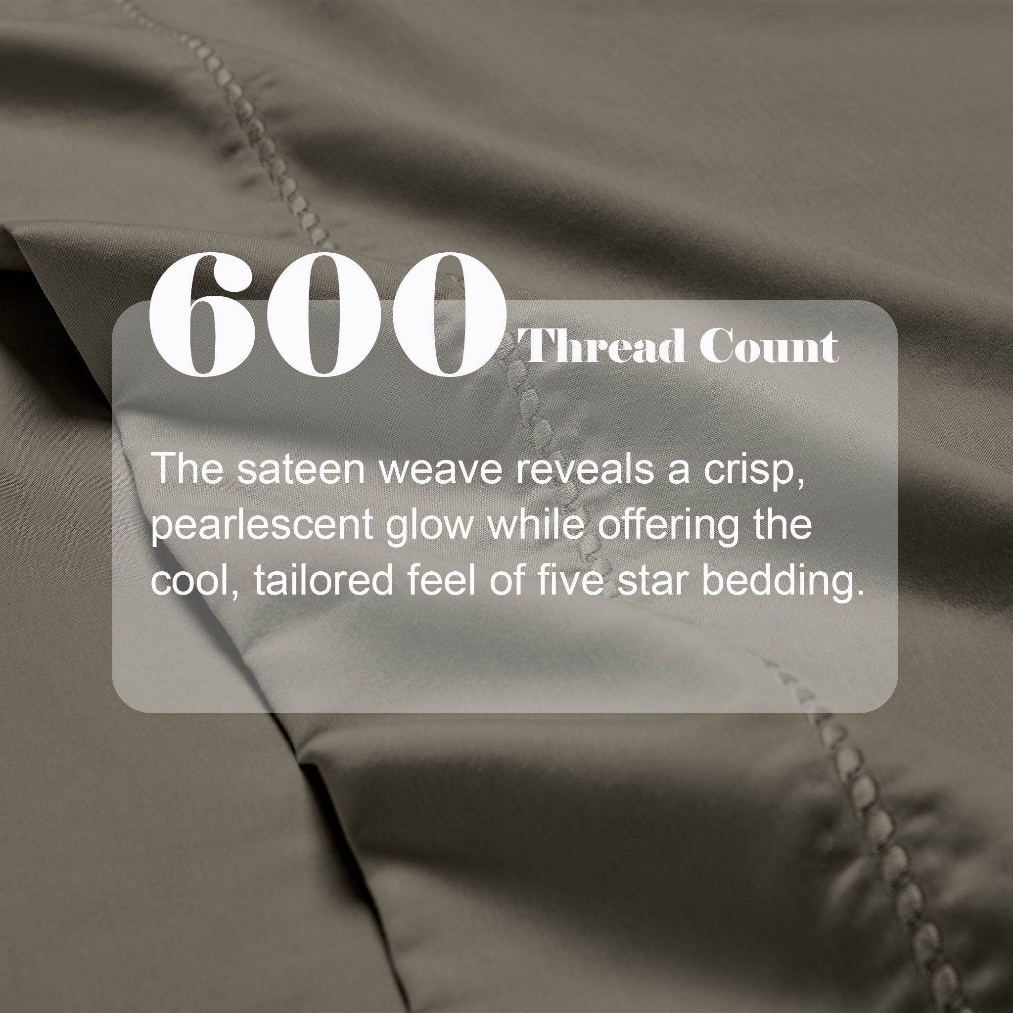 Superior Cotton Blend 600 Thread Count Dash Stitch Hem Sheet Set, Split King, Grey