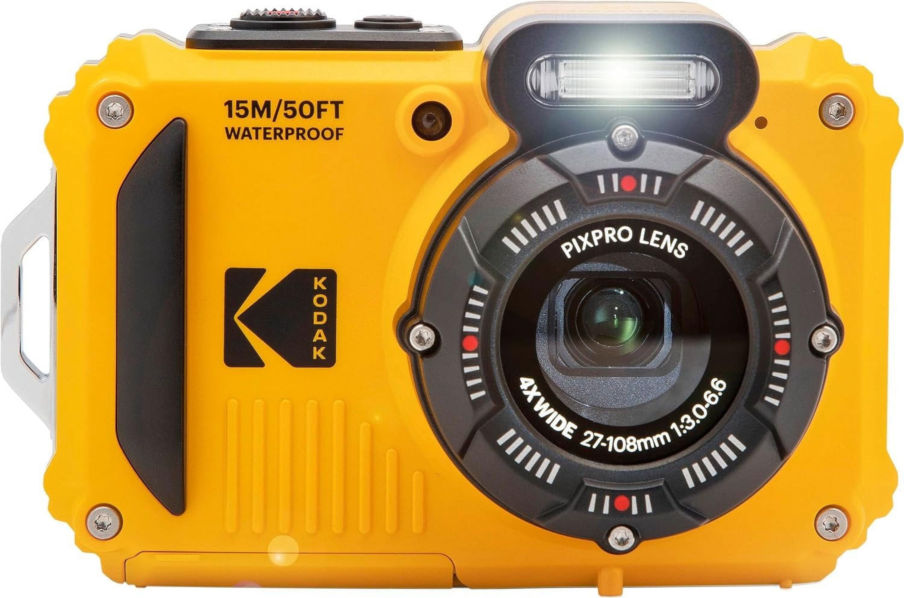 Kodak PIXPRO WPZ2 Rugged Waterproof Shockproof Dustproof WiFi Digital Camera 16MP 4X Optical Zoom 1080P Full HD Video Vlogging Camera 2.7" LCD Yellow + 32GB Card + Case + Floating Strap + Bundle