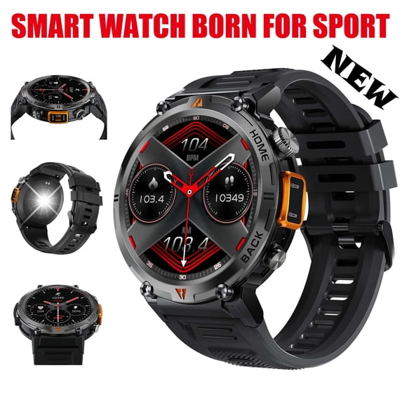 Military Smart Watch for Men 1.45'' Smart Watch (Answer/Make Calls) with Flashlight Heart Rate Sleep Monitor 113 Sports Modes Fitness Tracker