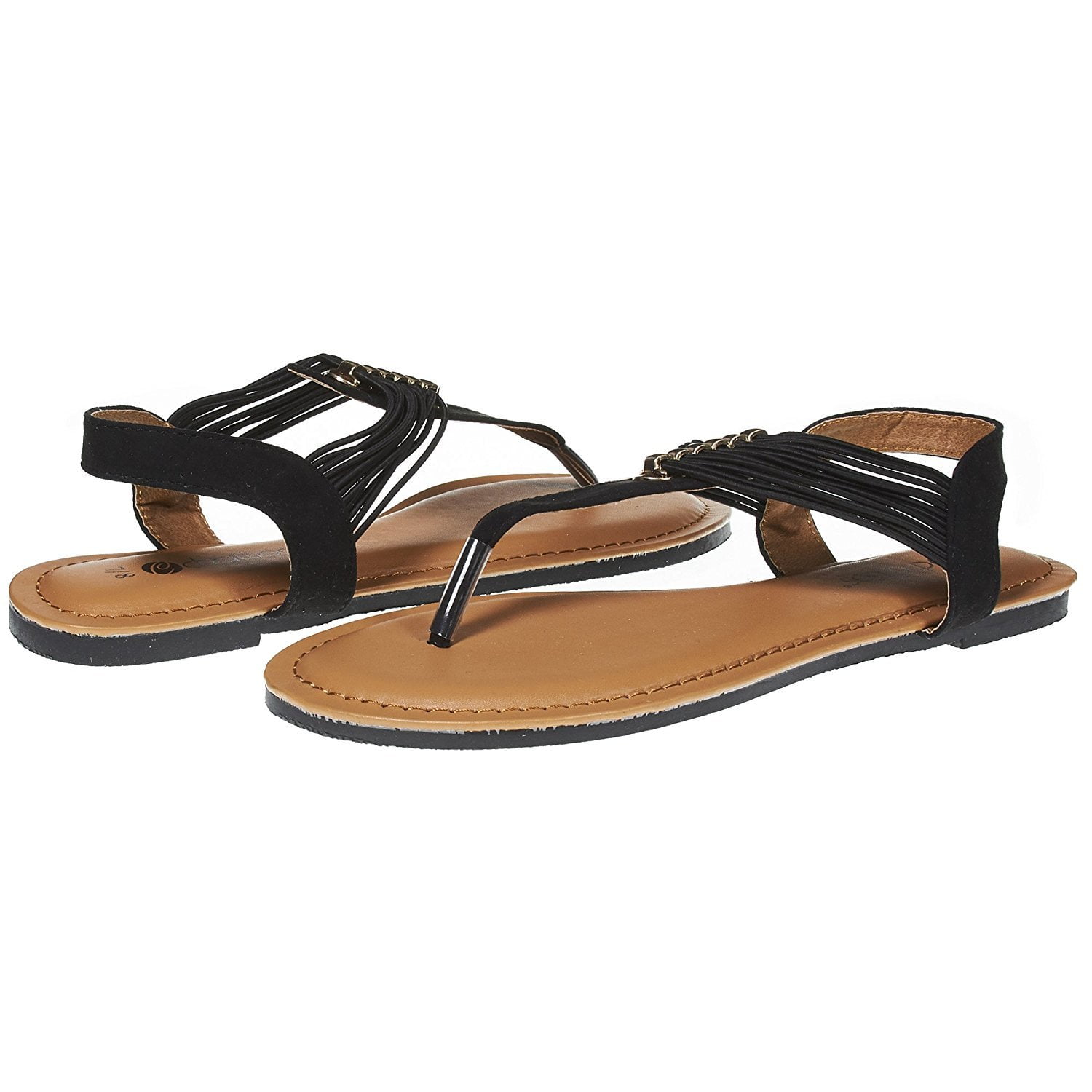 Sara Z - Sara Z Womens T Strap Elastic Vamp Flat Thong Sandal Size 5/6 ...