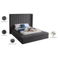 thumbnail image 5 of Maklaine Contemporary Solid Wood and Velvet King Bed in Gray, 5 of 8