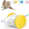 thumbnail image 1 of Daupanzees USB Rechargeable Interactive Cat Toys, LED Lights Automatic Cat Toy, Smart Electric Simulation Mouse Toy for Indoor Cats, Kitten Toys for Cats Funny Chasing Yellow, 1 of 9