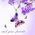 thumbnail image 3 of Purple Butterfly Necklace Amethyst February Birthstone Necklace Pendant Sterling Silver Jewelry Women Birthday Mother's Day Gifts Juwaliy, 3 of 8