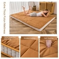 thumbnail image 5 of Futon Mattress, Padded Japanese Floor Mattress Quilted Bed Mattress Topper, Extra Thick Folding Sleeping Pad, Light Brown, Queen, 5 of 9