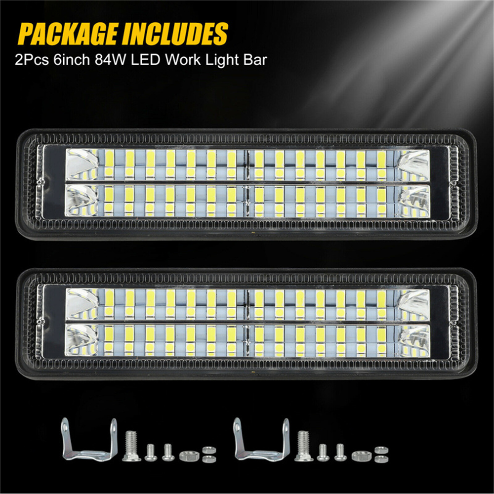Jercoda 2 Pack 6 inch 3000LM LED Light Bar Flood Fog LED Light, 2pcs Headlight Off-Road Work Light for Cars Truck SUV ATV