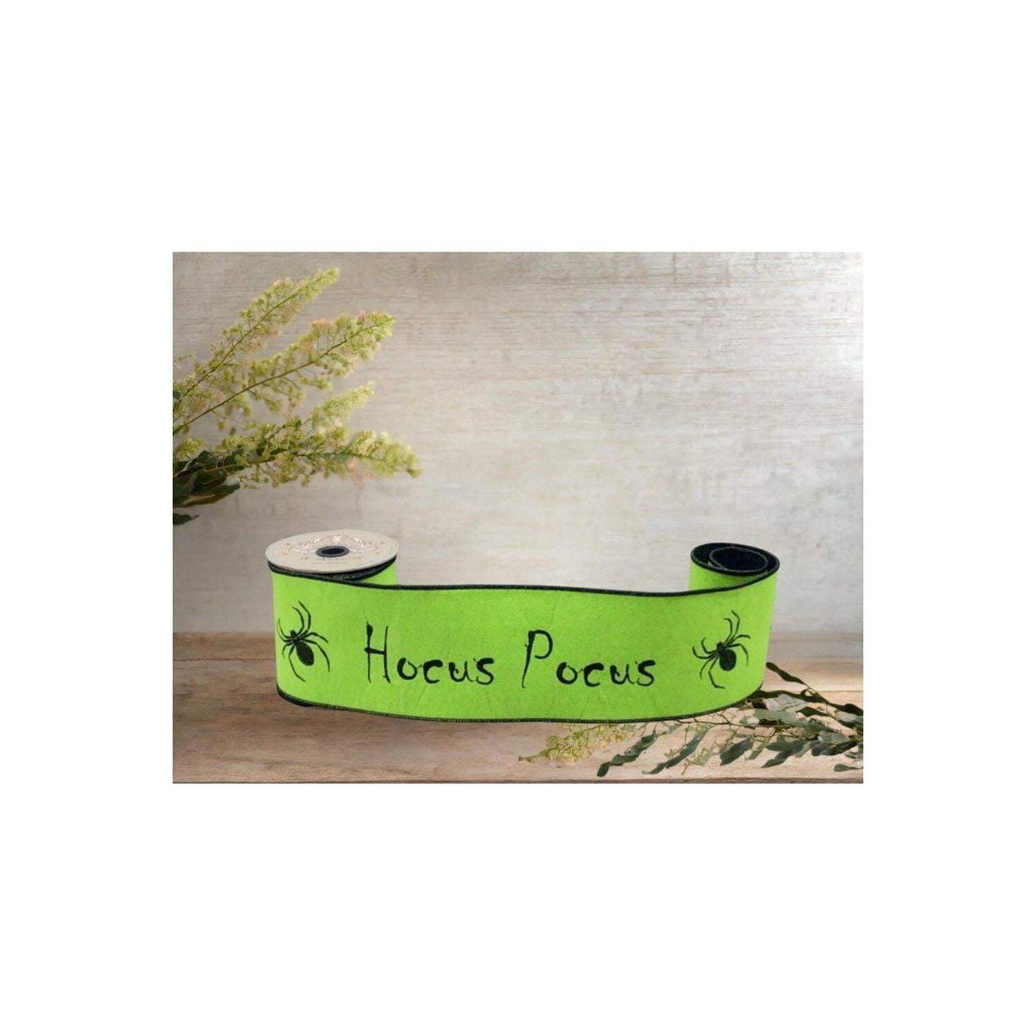 4" Hocus Pocus Felt Ribbon: Lime Green (5 Yards)