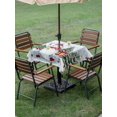 thumbnail image 3 of Outdoor Tablecloth with Umbrella Hole and Zipper, Blue Gnomes Christmas Square Table Cloth 60x60 Inch Waterproof Tablecloth, Xmas Tree Snowflake Winter Holiday Picnic Table Cover for Patio Camping, 3 of 7
