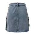thumbnail image 5 of Fgnfyis Women's Straight Denim Skirt with Pockets Casual A-line Mini Skirt for Daily Wear Outfit Spring Summer Fall Fashion Utility Style Light Blue XL, 5 of 5