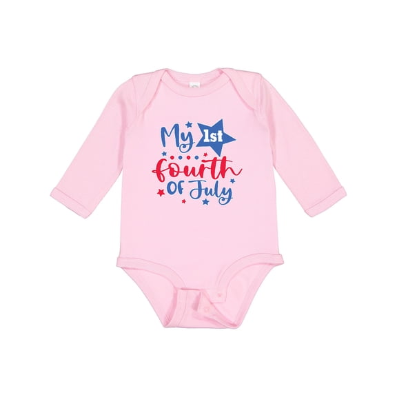 Inktastic My 1st 4th of July with Stars Boys or Girls Long Sleeve Baby Bodysuit