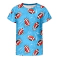 thumbnail image 4 of Girls Shirts Short Sleeve Football Graphic Print Casual Crew Neck Tee for Toddler Youth Kids Sky Blue 3 Years-4 Years, 4 of 4