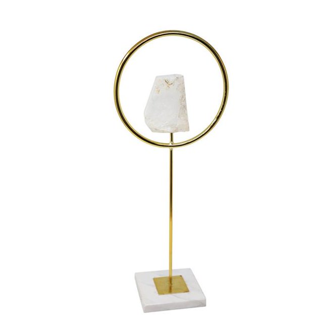 Benzara BM162584 Expressive Décor de Table Décoratif avec Agate & 44; Blanc & Or