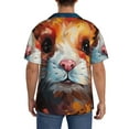 thumbnail image 3 of Lsque Oil Painting Colorful Hamster print Men's Cuban Collar Short Sleeve Shirt Summer Beachwear Casual Button Down Fashionable Vacation Leisure Shirt-3X-Large, 3 of 7