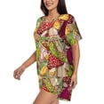 thumbnail image 2 of Lsque Bright Mushrooms Women's Short-Sleeved Pajama Set - 2 Piece Soft and Lightweight Sleepwear Set-3X-Large, 2 of 9