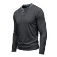thumbnail image 3 of CCRFTGI Henley Shirts for Men Light Soft Basic Fall Fashion Pullover Tees Shirts Tops Dark Gray L, 3 of 4