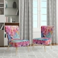 thumbnail image 2 of Designart "Pink Blue Pastel Collage" Multi-Color Patch Upholstered Accent Chair - Modern Arm Chair For Bedroom, 2 of 7