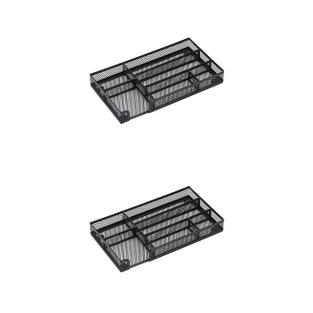 Organizador de escritorio Riwesomey Cajón de almacenamiento de malla de metal duradero Negro 2piezas