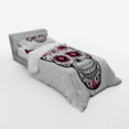 thumbnail image 2 of Ambesonne Sugar Skull Bedding Set 3 Pcs, Flower Hearts Swirl, Twin XL, Hot Pink Black White, 2 of 2