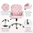 thumbnail image 5 of Vinsetto Velvet Home Office Chair, Button Tufted Desk Chair with Padded Armrests, Adjustable Height and Swivel Wheels, Pink, 5 of 9