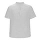 thumbnail image 3 of Blusa y camisa de manga corta con cuello alto para hombre, de verano, de lino, semiabierta, con botones, informal, holgada, a rayas, 3 of 5