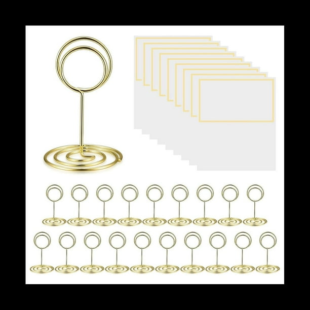 20 Soportes para Tarjetas de Mesa, Soportes para NúMeros de Mesa, Soportes para Tarjetas de Mesa, Imagen/Foto/Menú/Nota/Notas de Alambre de Metal Dorado