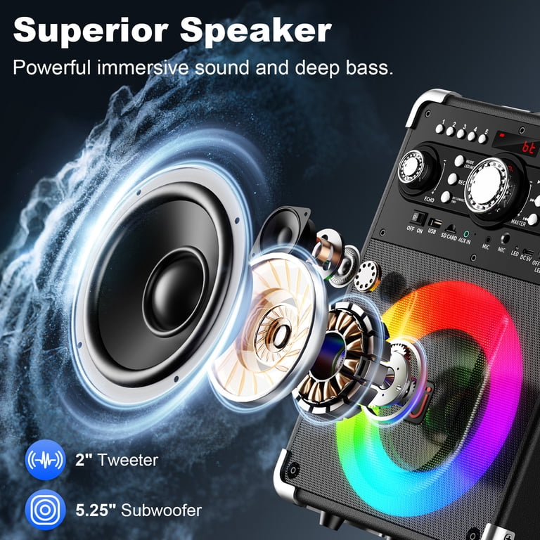 JYX Karaoke Machine S8-T, Bluetooth Speaker with 3 Wireless