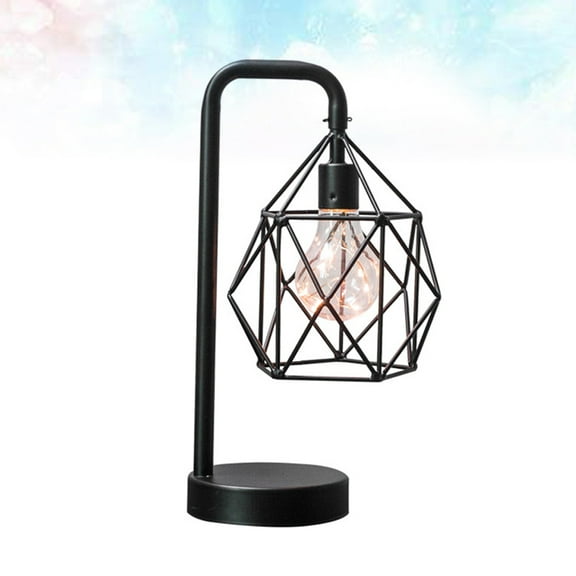 GOOHOCHY Retro Iron Desk Lamp for Home Decoration Black Vintage Table Lamp with Geometric Design 1pc