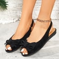 thumbnail image 5 of Xdegoge Slingback Flats for Women Peep Toe Elegant Layered Bowknot Decor Suede Like Slip On Dressy Casual Office Work Everyday Comfort Summer Footwear, 5 of 9