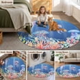 thumbnail image 5 of Jellyfish Coastal Round Area Rug 8Ft Washable Large Circle Rugs for Living Room Dorm, Nautical Ocean Summer Beach Coral Sea Non-Slip Carpet Floor Mats Indoor Outdoor Carpet Runner Home Decor, 5 of 8