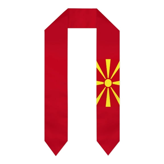 North Macedonia Flag Thick Graduation Sash Stole Scarf Double Sided Honor Stole For Graduation Students Class Of 2024