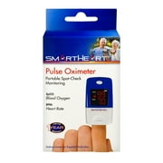 SmartHeart Pulse Oximeter | Blood Oxygen Saturation | Complete System Monitor Lanyard and Batteries, White/blue