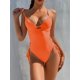 thumbnail image 1 of Womens One Piece Bathing Suit Sexy Color Matching Hollow Out Siamese Swimsuits Bikini Print Beachwear Set Tummy Control Swimsuits, 1 of 5