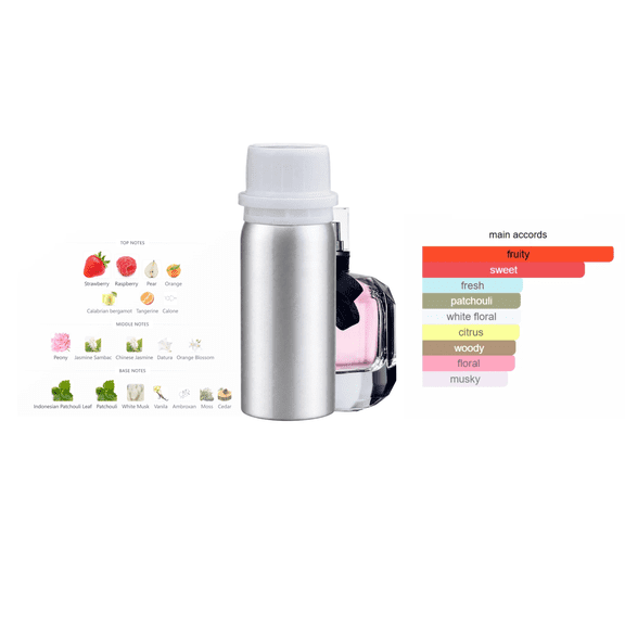 Unisex Fragrance Refill , 20% Concentration, Amber Floral Scent, 100 mL Aluminum Bottle EDP, Inspired by Mon Paris EDP